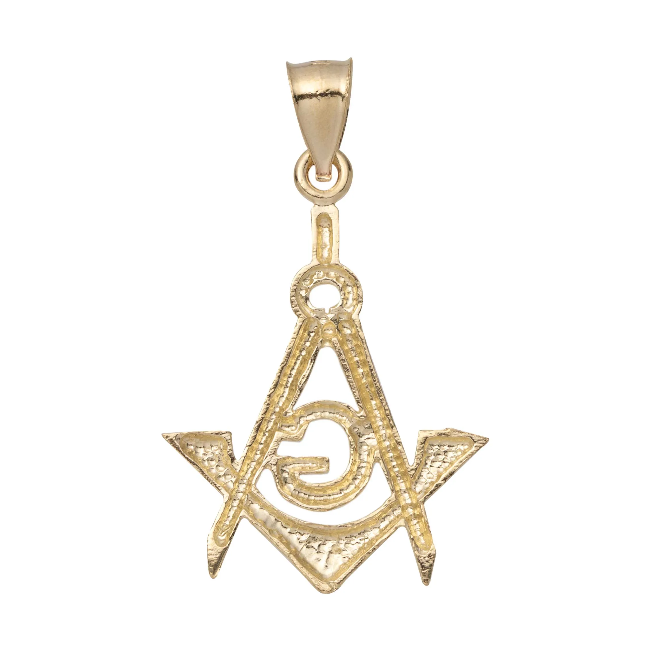 1 3/8" Square & Compass Masonic Pendant 10K Yellow Gold