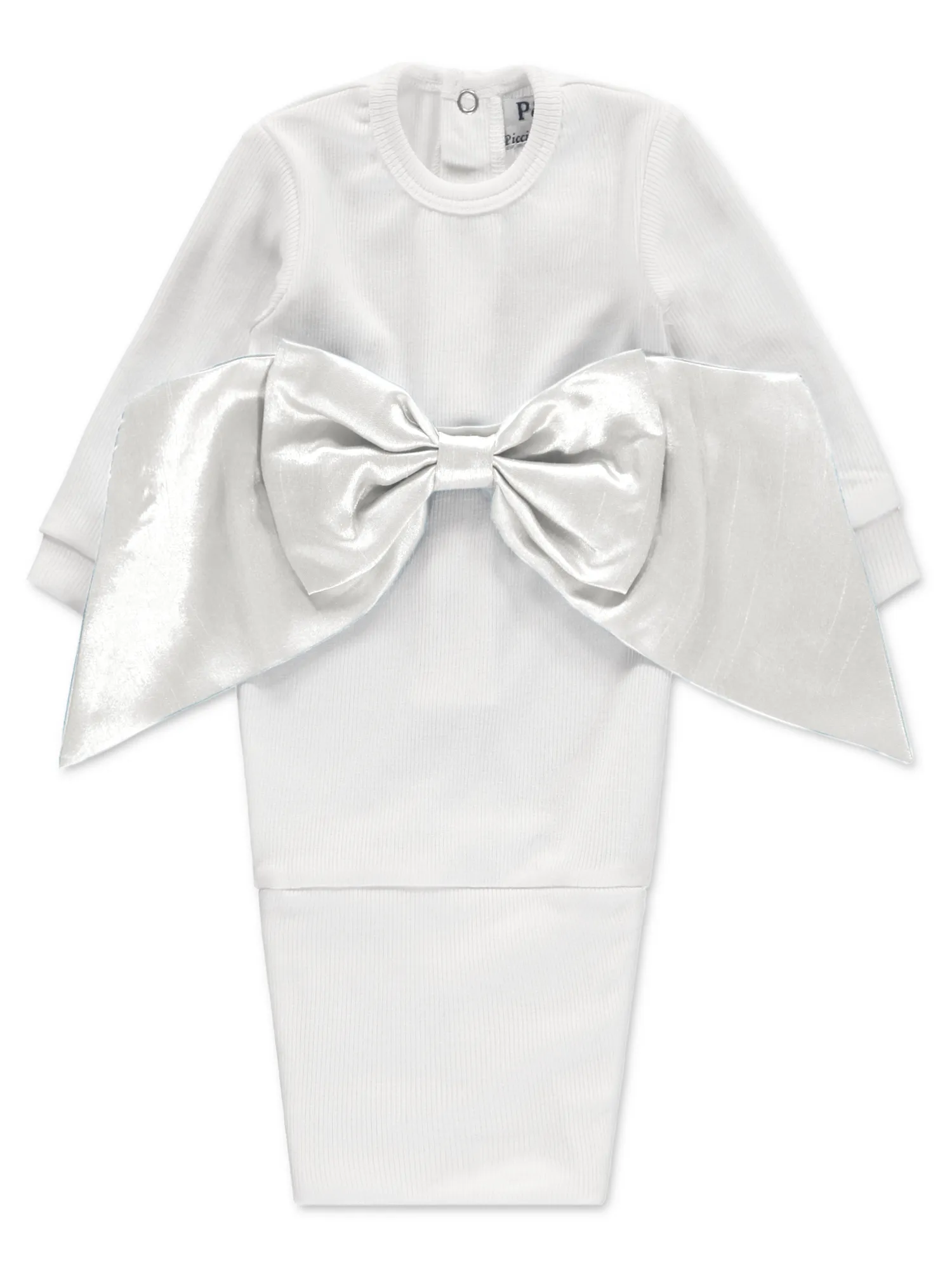 10086-Newborn Receiving Swaddle Bow Bag-White