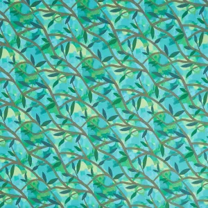 108" Quilt Back - Growing Tree Teal 108" Wide Backing