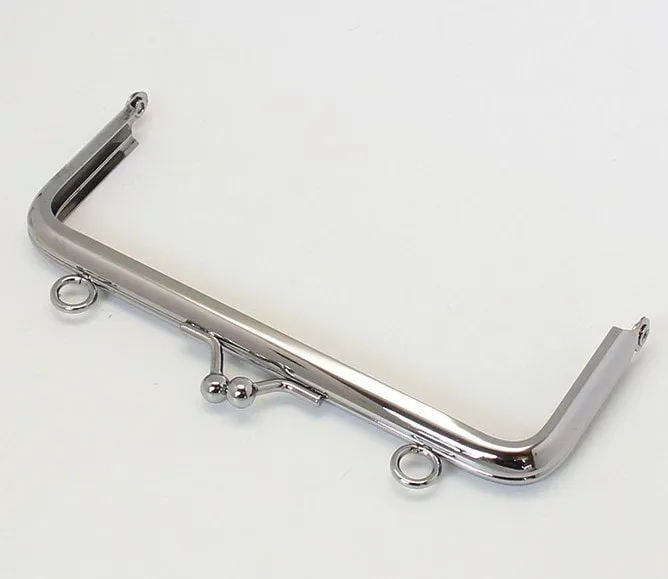 12.5cm (5") Silver Rectangular Purse Frame Bag Hanger Glue-In Style With Two Loops 12.5cm x 5cm