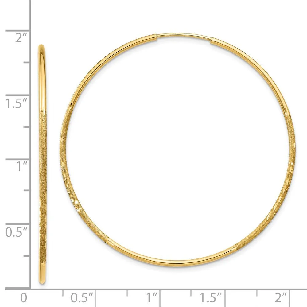 1.25mm, 14k Gold, Diamond-cut Endless Hoops, 48mm (1 13/16 Inch)