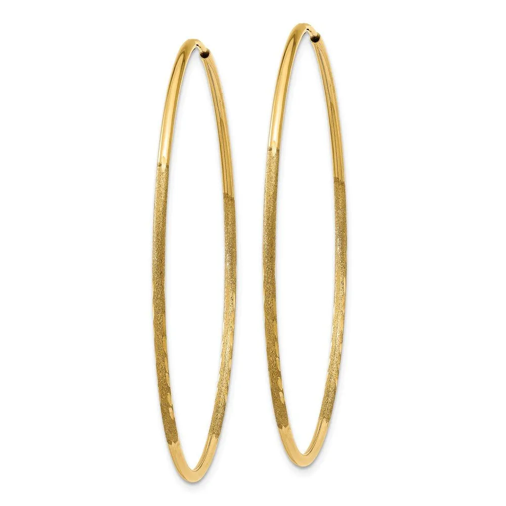 1.25mm, 14k Gold, Diamond-cut Endless Hoops, 48mm (1 13/16 Inch)