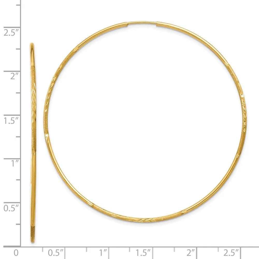 1.25mm, 14k Gold, Diamond-cut Endless Hoops, 60mm (2 3/8 Inch)