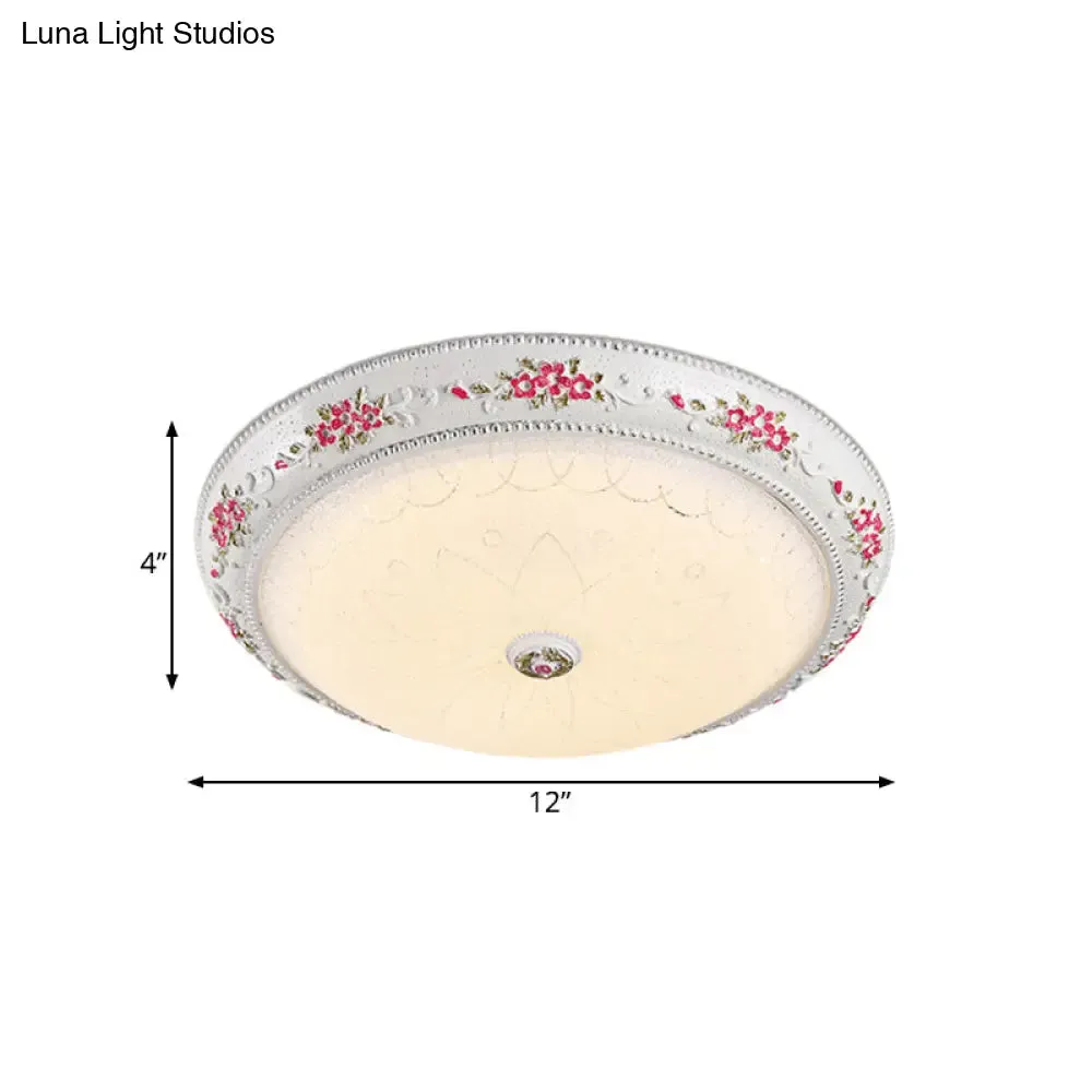 12"/16" Carved Rose Bedroom Flush Lighting: Korea Countryside Resin LED Flush Lamp with Frosted Glass Shade"

Note: Since SEO is important, it is recommended to include specific keywords and limit the title length.