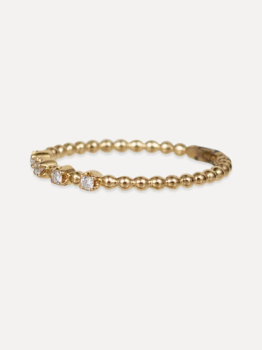 14K Beaded Stacking Band - Diamond