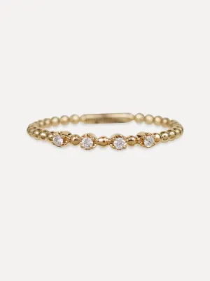 14K Beaded Stacking Band - Diamond