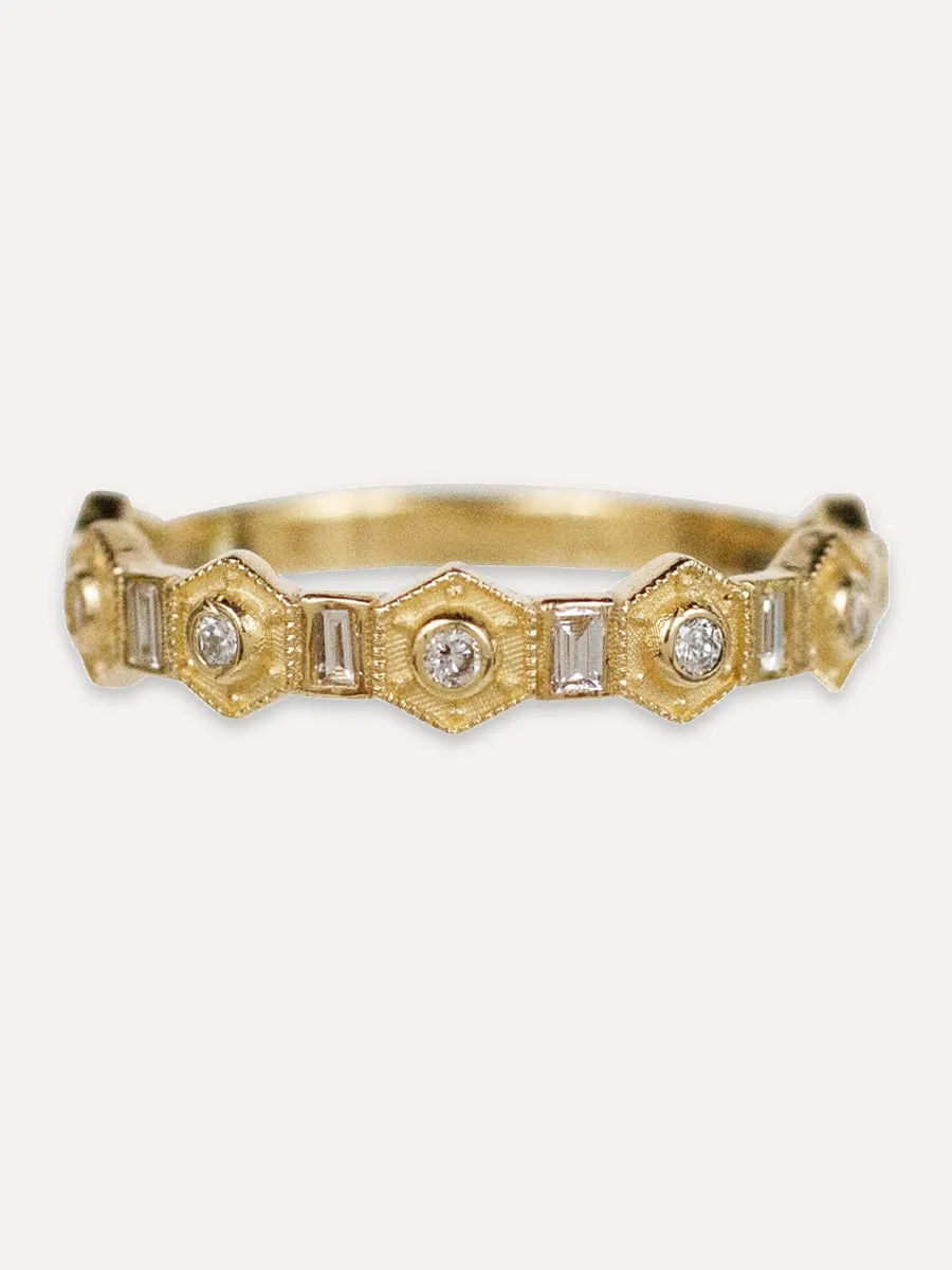 14K Crown Stacking Band - Diamond