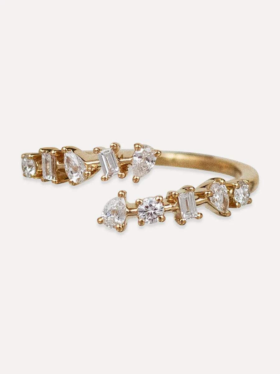 14K Diamond Overlap Ring