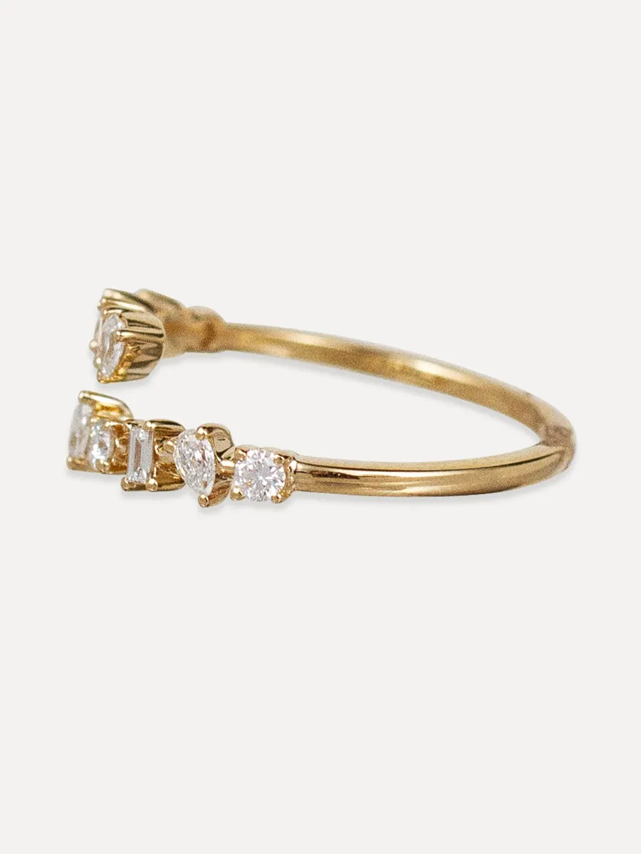 14K Diamond Overlap Ring