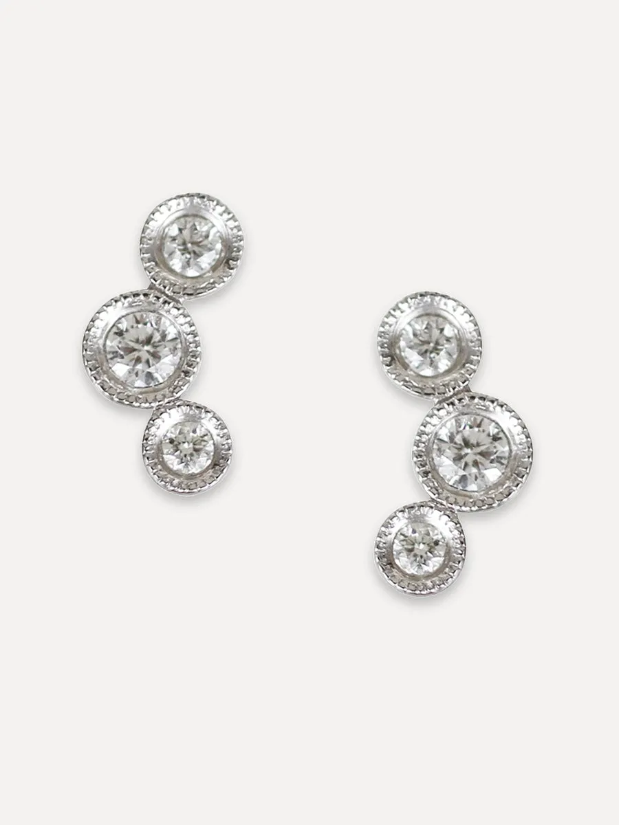 14K Diamond Round Cluster Studs