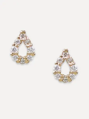 14K Open Teardrop Pavé Diamond Studs