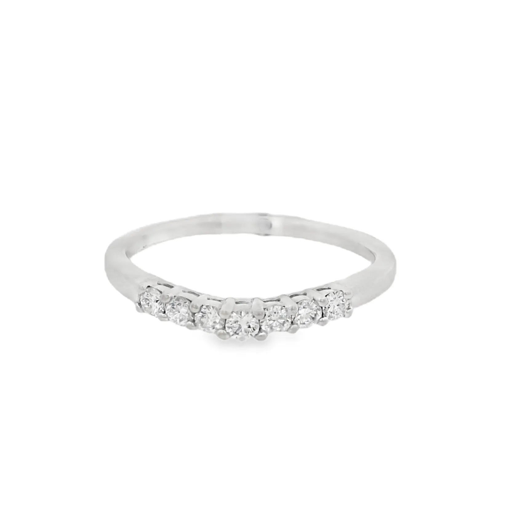 14K White Gold 0.30ct Diamond Curved Women's Wedding Band