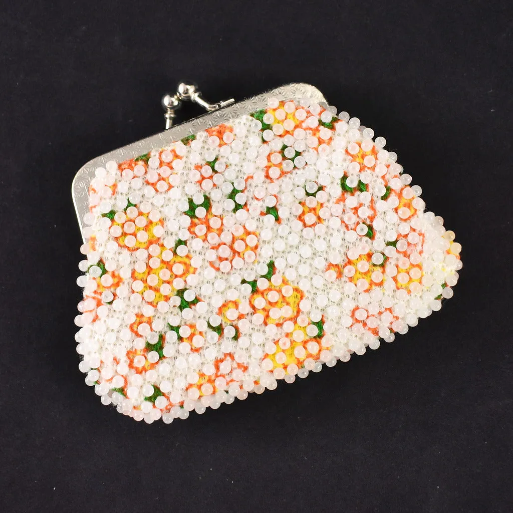 1960s Vintage White Candy Dot Coin Purse