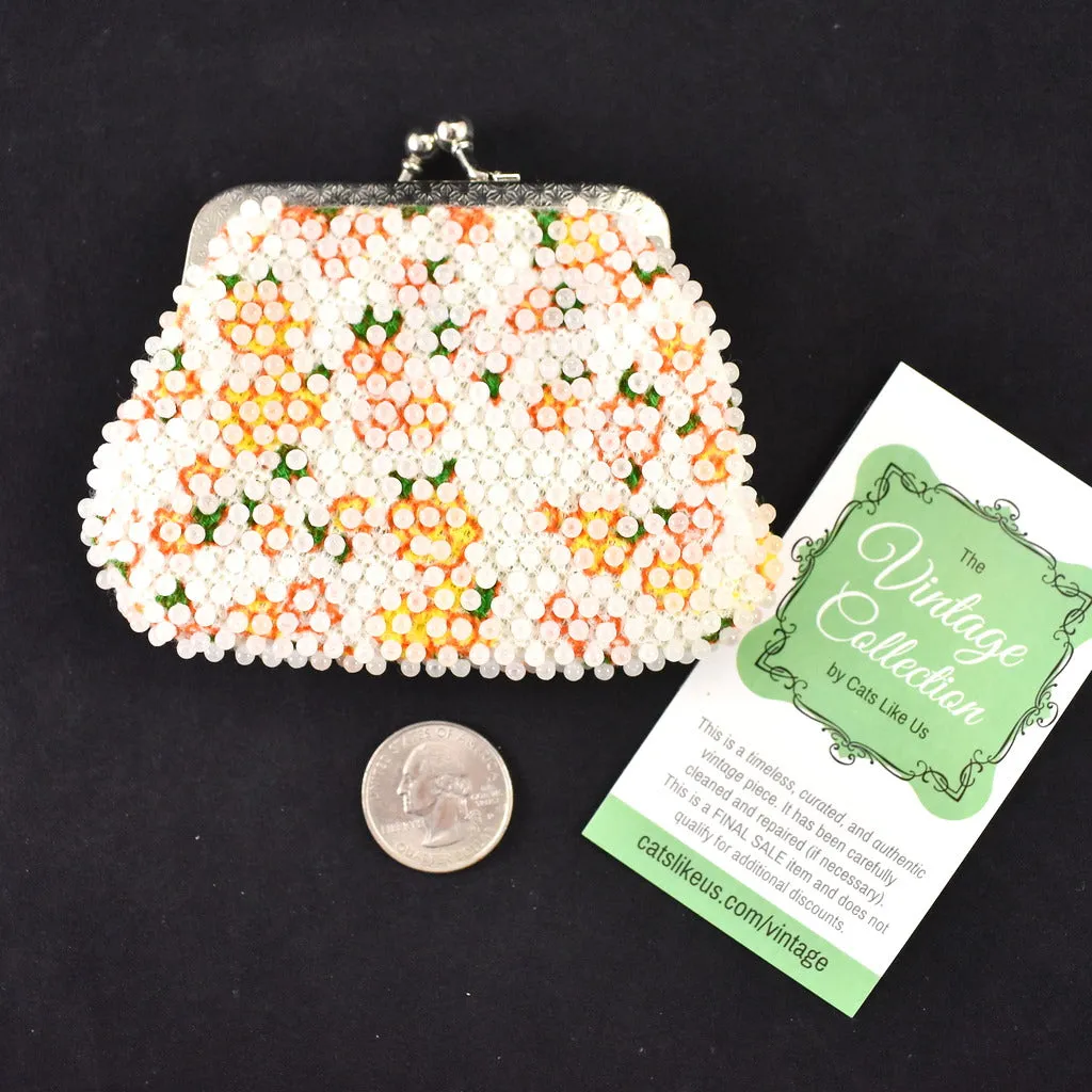 1960s Vintage White Candy Dot Coin Purse