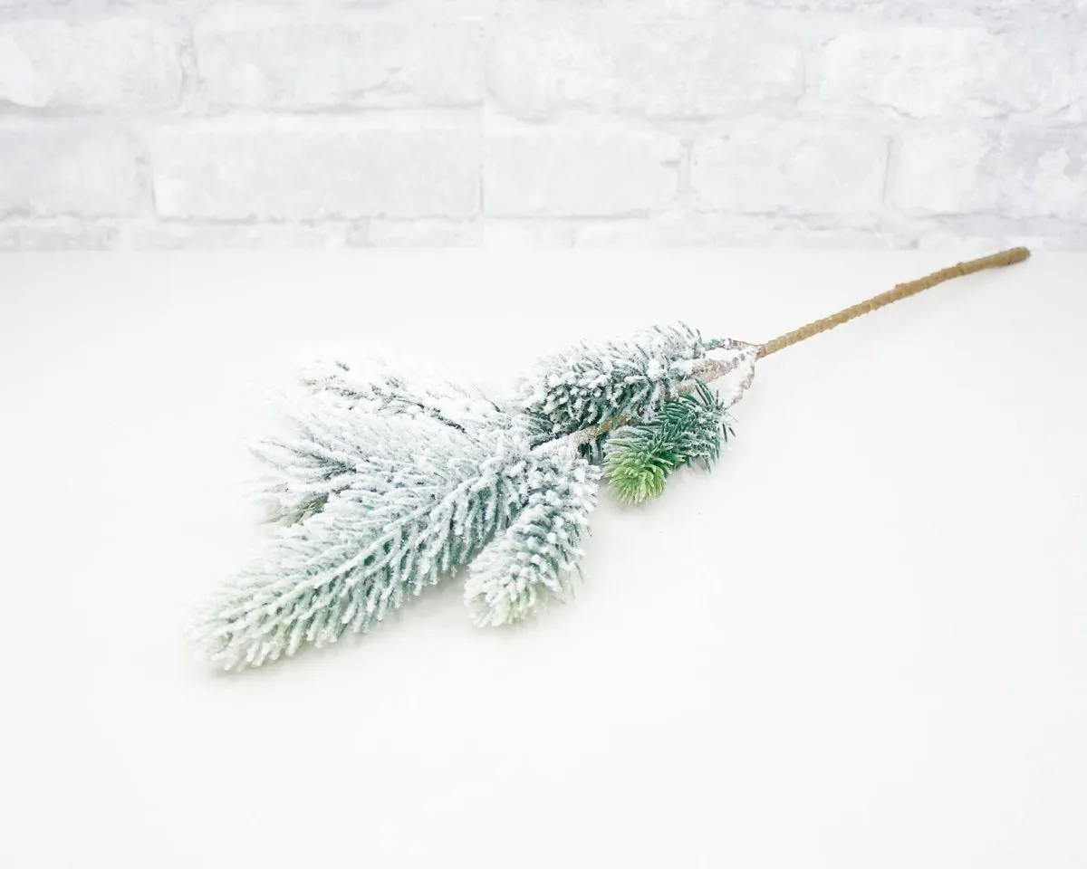 22" Flocked Glitter Pine Spray