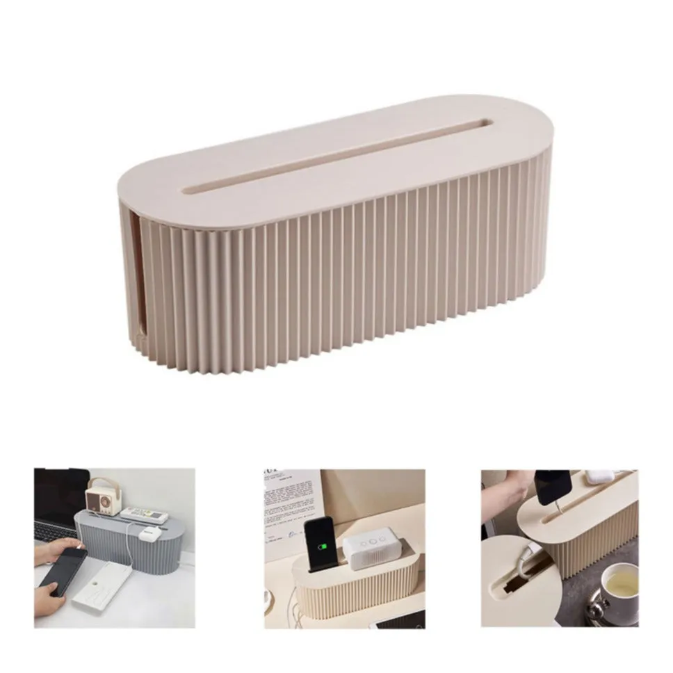 (30x13x11cm) Universal cable organizer for smartphones / charging cables - Beige