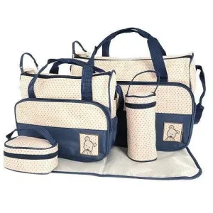 5 in 1 Multifunctional Baby Bag - Navy Dots