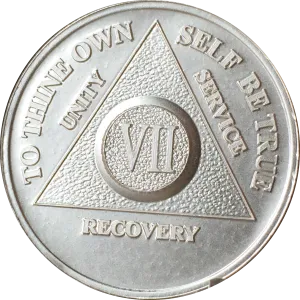 7 Year AA Medallion .999 Fine Silver Sobriety Chip