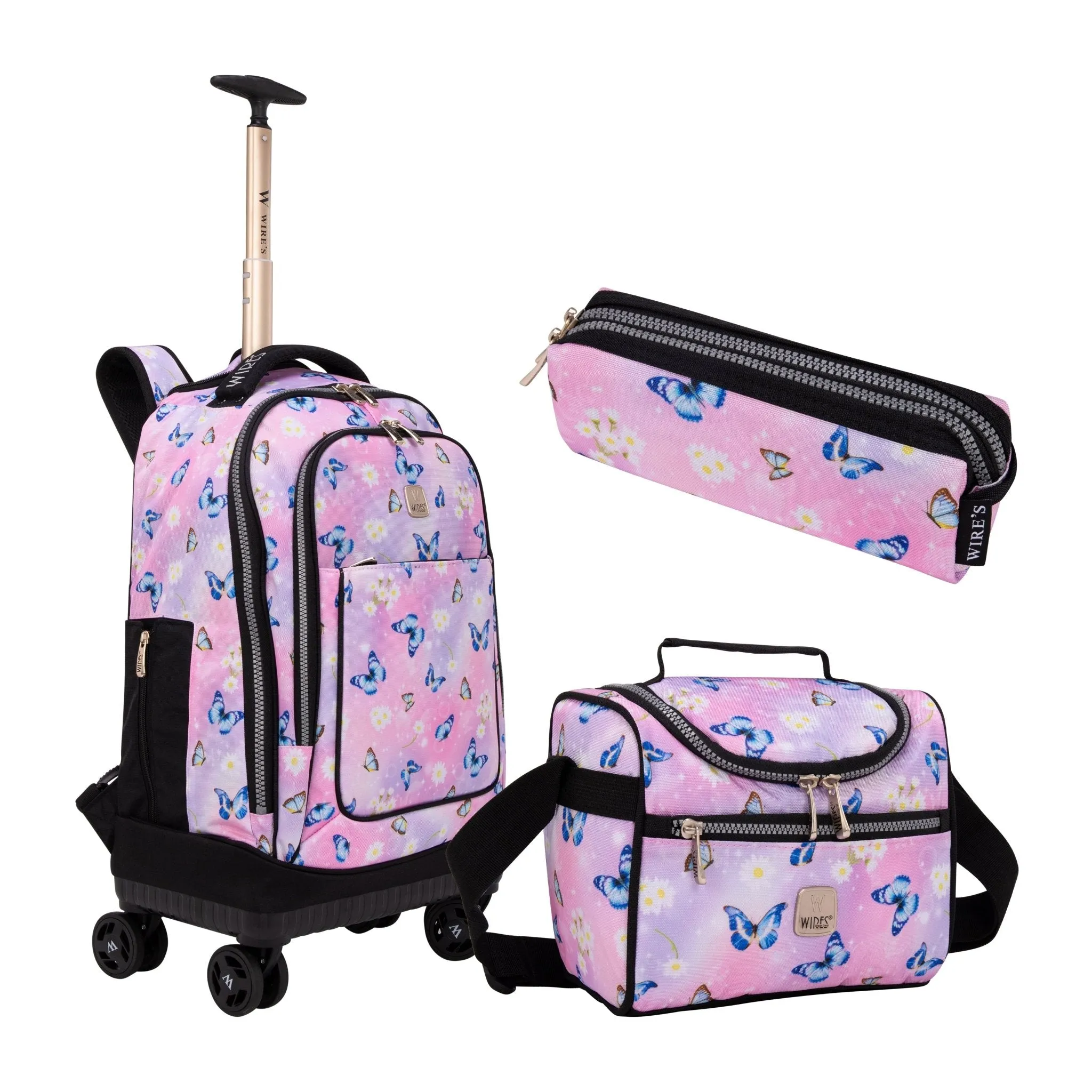 8-Wheels Multiple School Backpack Trolley Set (Lunch bag & Pencil Case)