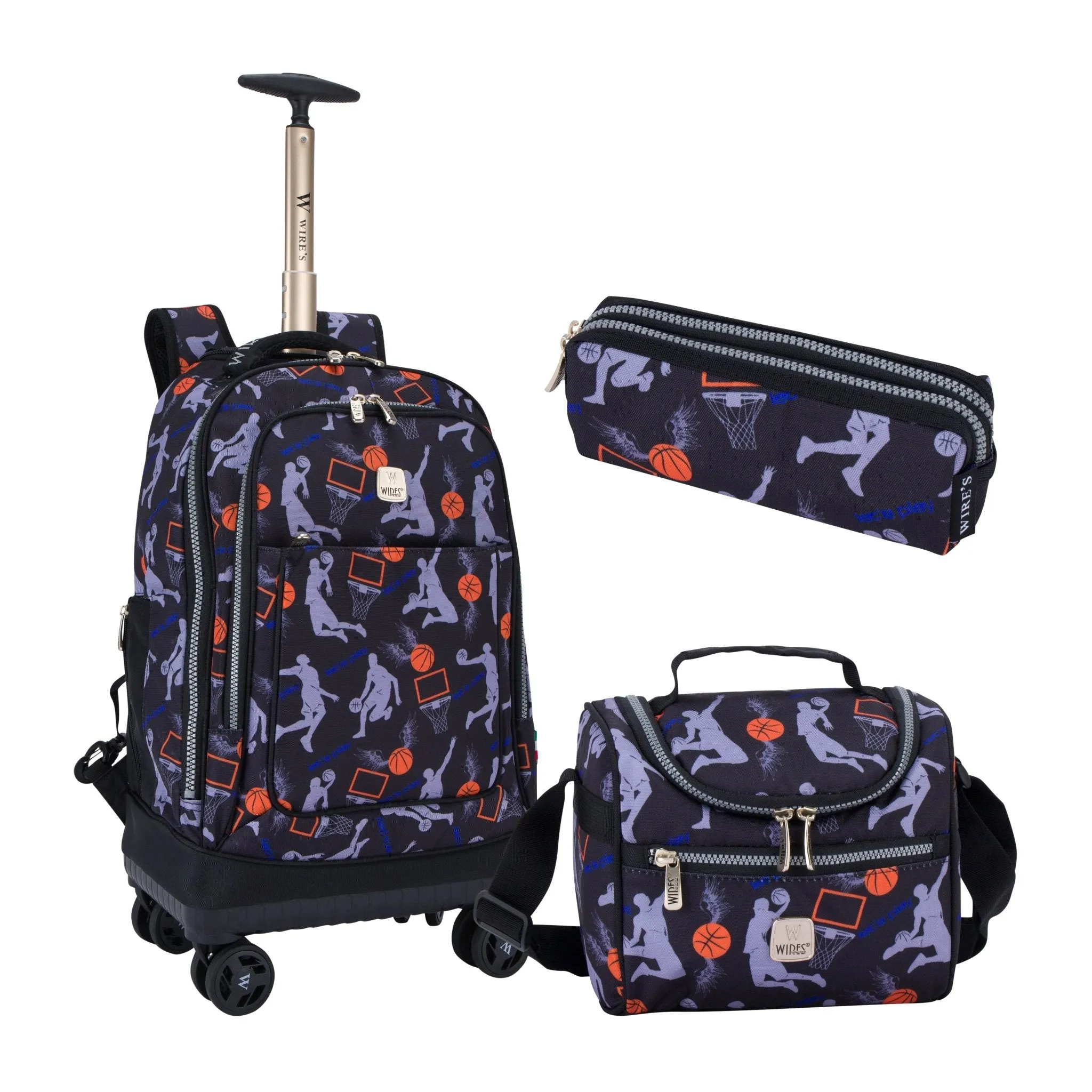 8-Wheels Multiple School Backpack Trolley Set (Lunch bag & Pencil Case)