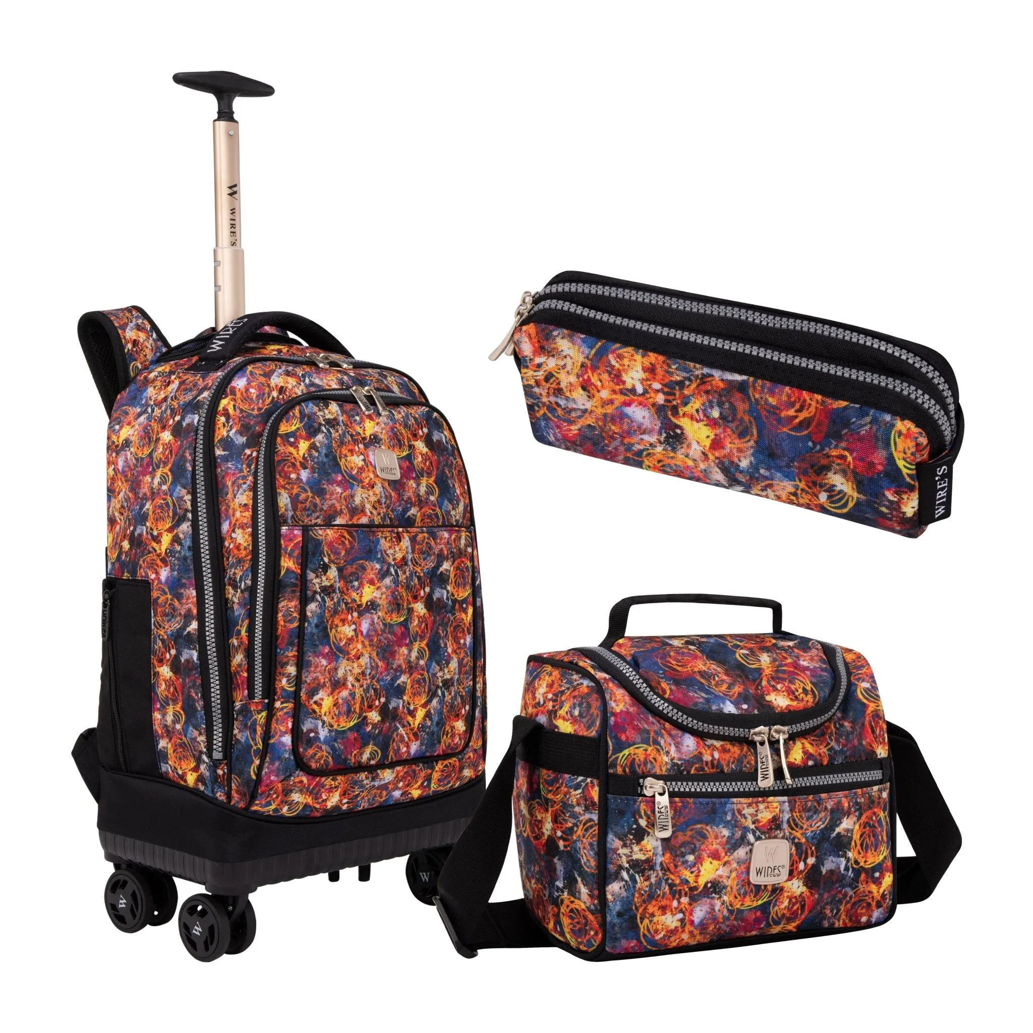 8-Wheels Multiple School Backpack Trolley Set (Lunch bag & Pencil Case)