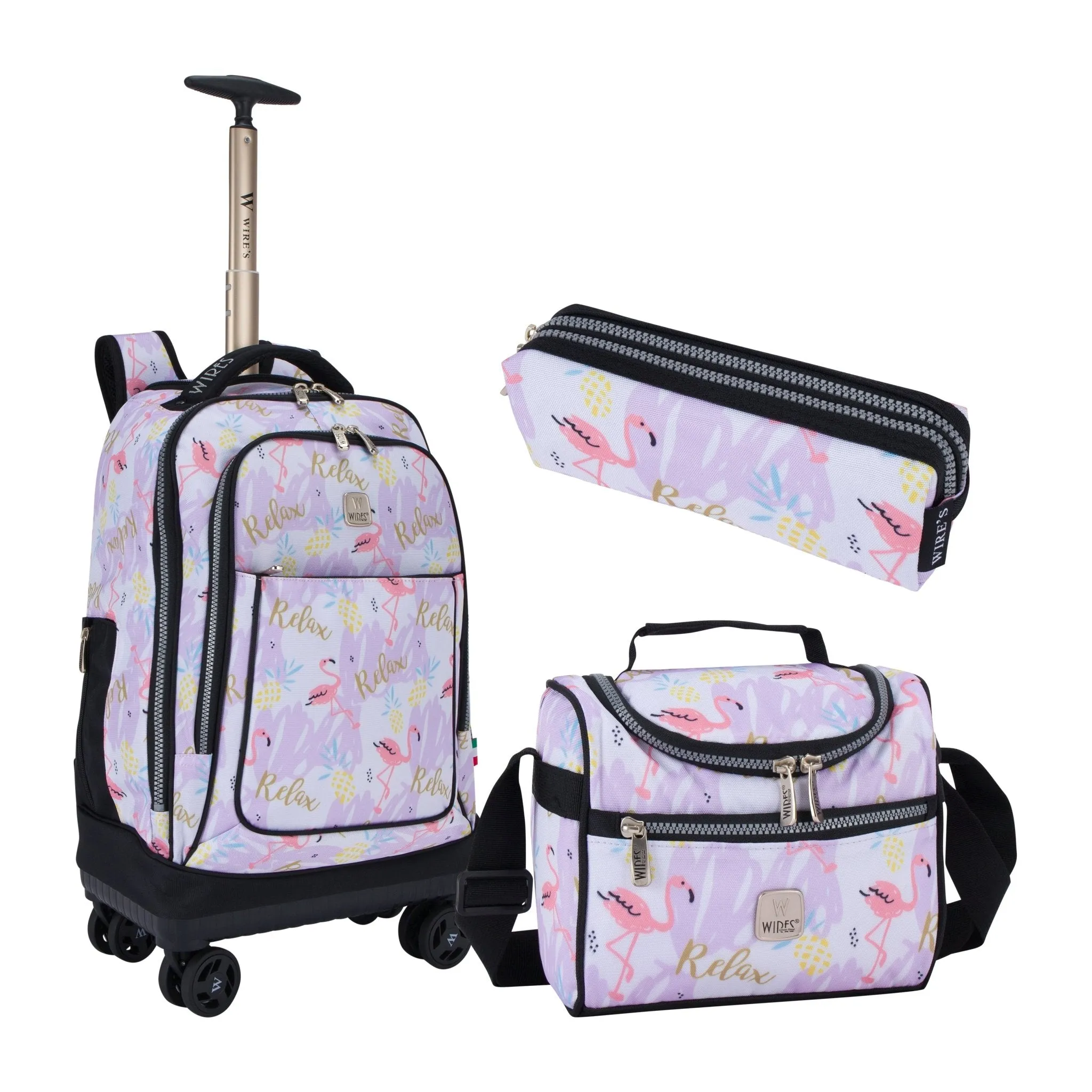 8-Wheels Multiple School Backpack Trolley Set (Lunch bag & Pencil Case)