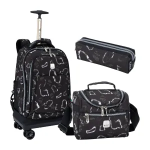 8-Wheels Multiple School Backpack Trolley Set (Lunch bag & Pencil Case)