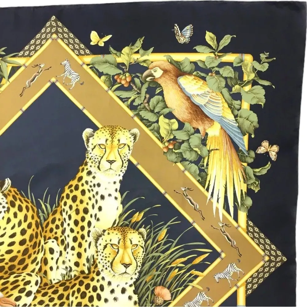 980197AQ (S2) Salvatore Ferragamo Scarf Animal Pattern Multicolor Silk