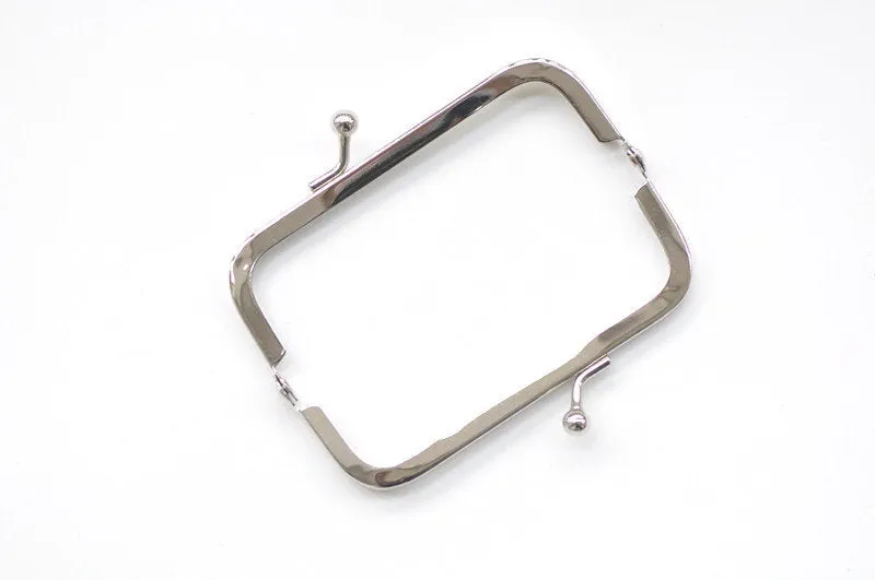 9cm x 3.5cm ( 3" x 1") Silver Purse Frame With Ball Head Kisslock Glue-in Style