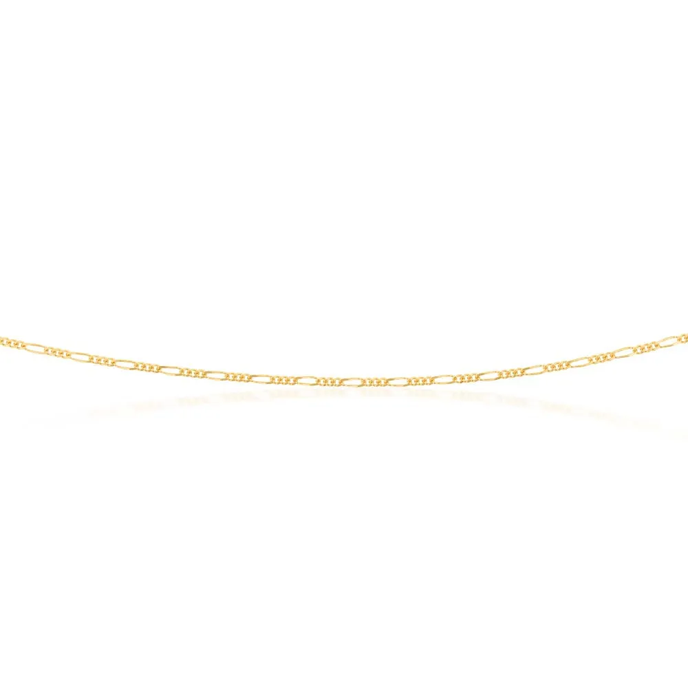 9ct Yellow Gold 40 Gauge 1:3 Figaro 51cm Chain