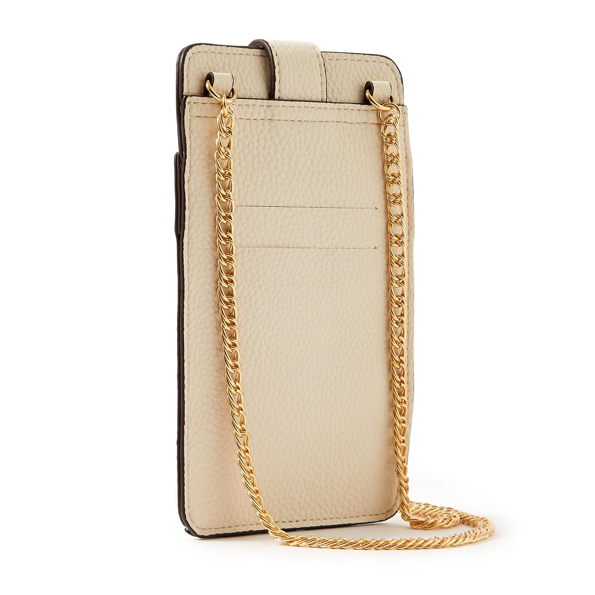 Accessorize London Women's Faux Leather Cream Large Chain Phone Bag