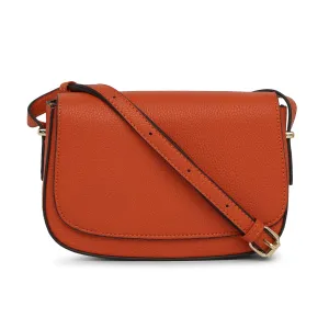 Accessorize London Women's Ruby Saddle Sling Bag-Orange