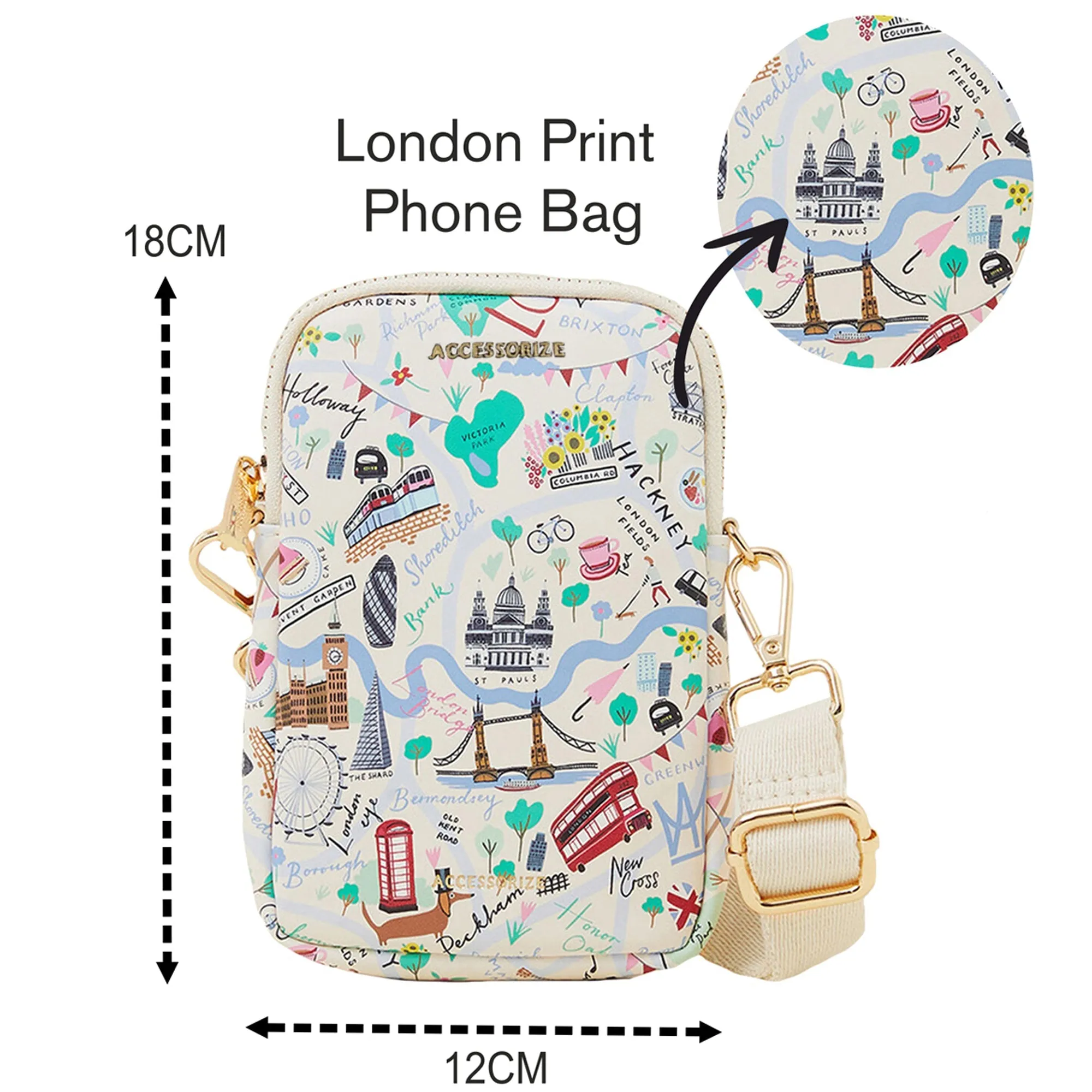 Accessorize London Women's White London Print Phone Bag