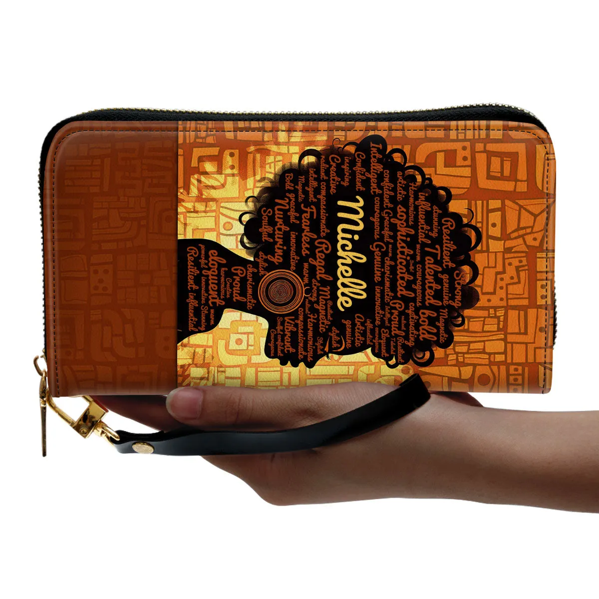 Afro Queen - Personalized Leather Clutch Purse SB47