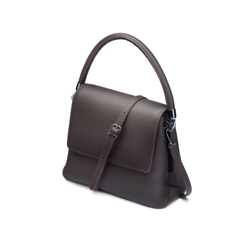 Amy Flap Over Handbag - Brown