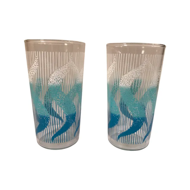 Anchor Hocking Mid-Century Blue Swirl Glasses (Set of 2)