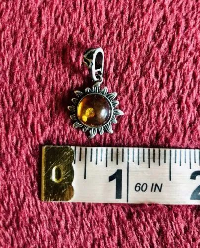 Antique Estate Amber Sun Flower Pendant Charm