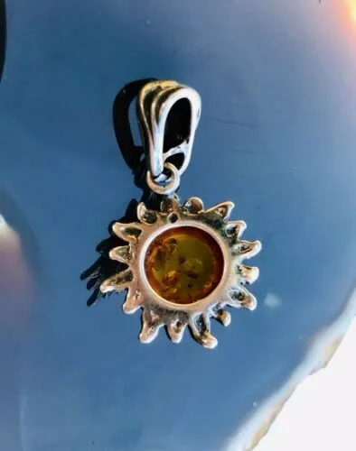 Antique Estate Amber Sun Flower Pendant Charm