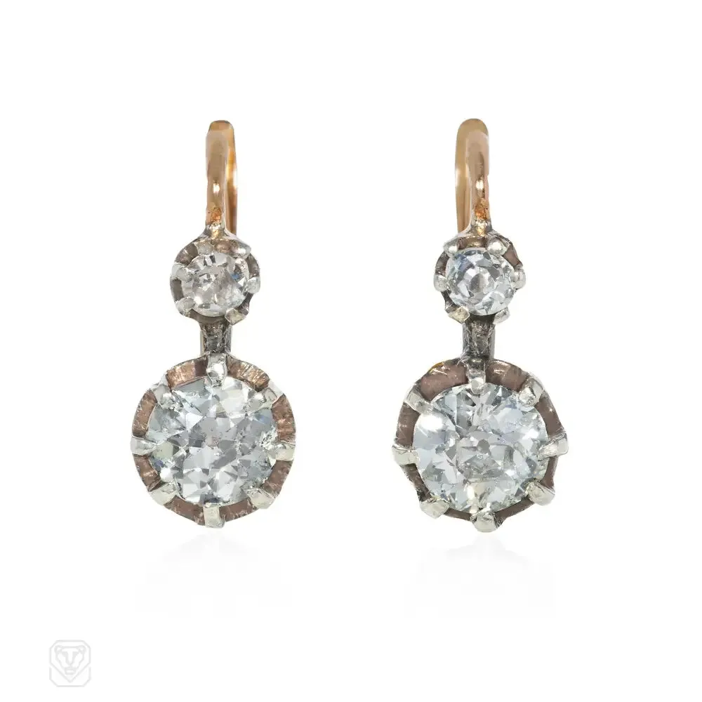 Antique French diamond dormeuse earrings