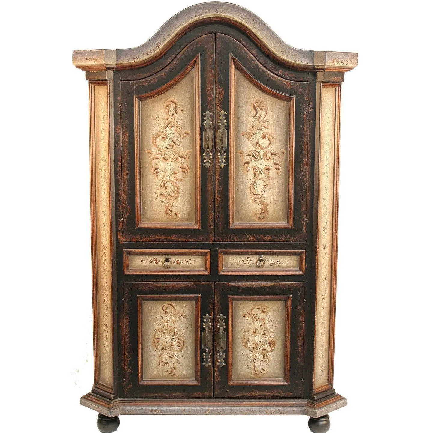 Arched Painted Scrolls Armoire