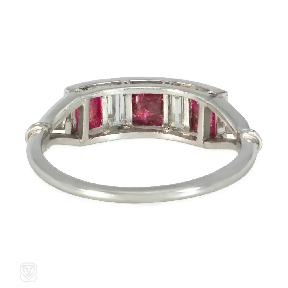 Art Deco sugarloaf ruby and diamond ring