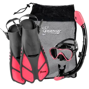 Aviator Snorkel Set - Black Silicone/Coral