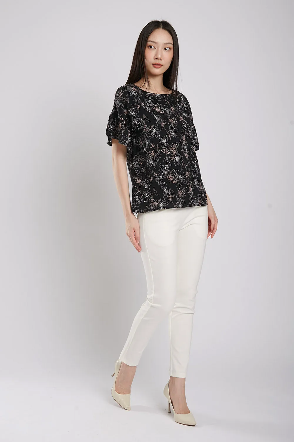 Ayumi Blouse in Black Floral