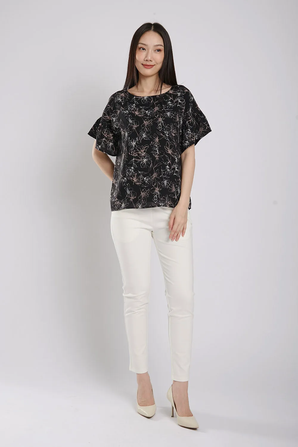 Ayumi Blouse in Black Floral