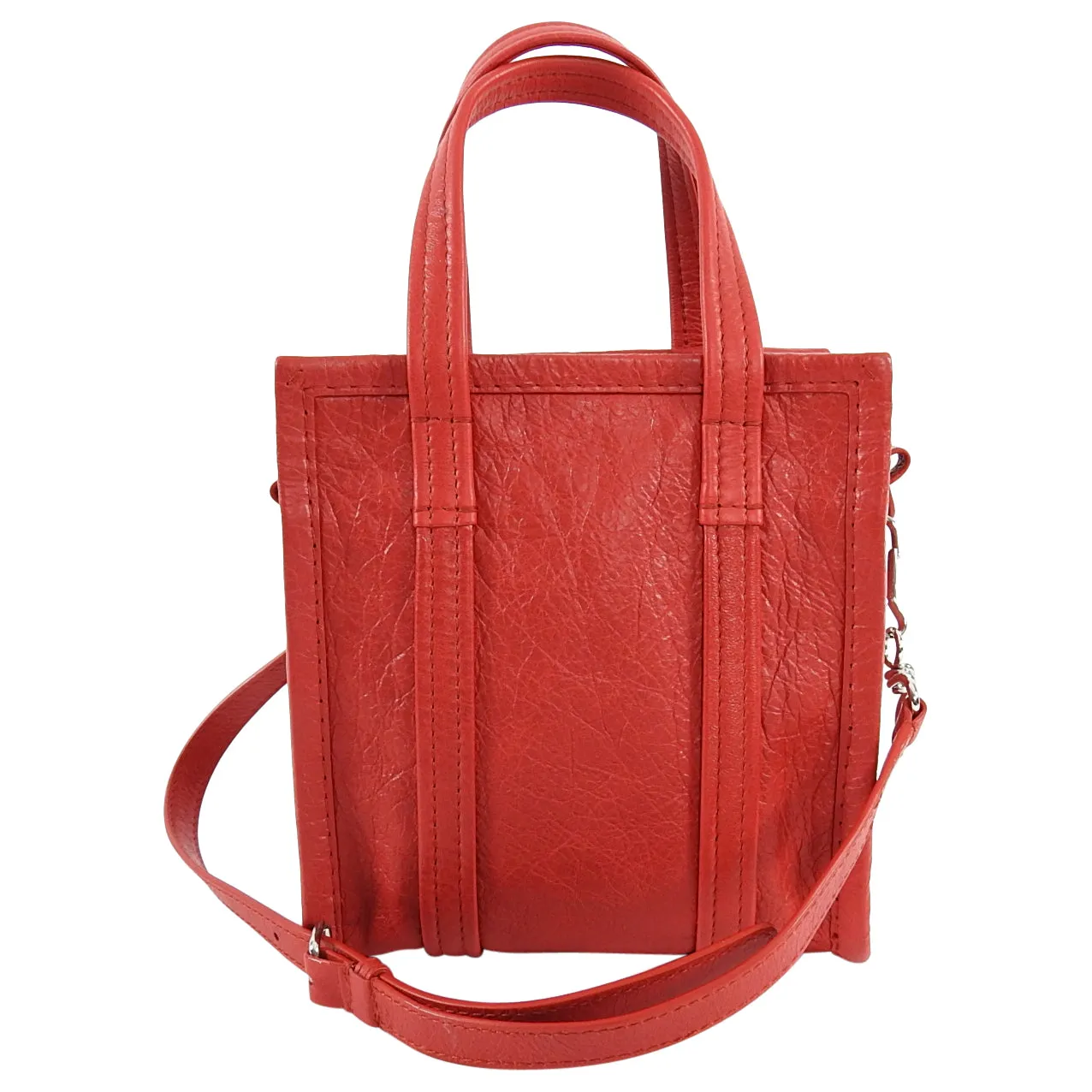 Balenciaga Red XXS Bazaar Crossbody Tote Bag