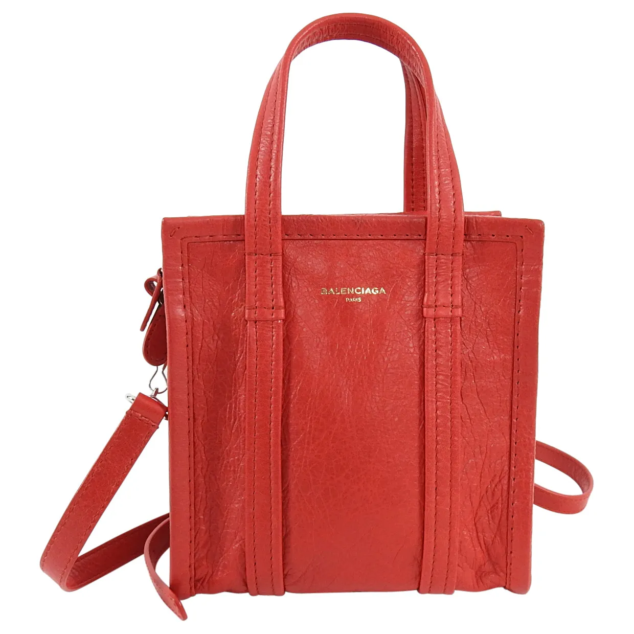 Balenciaga Red XXS Bazaar Crossbody Tote Bag