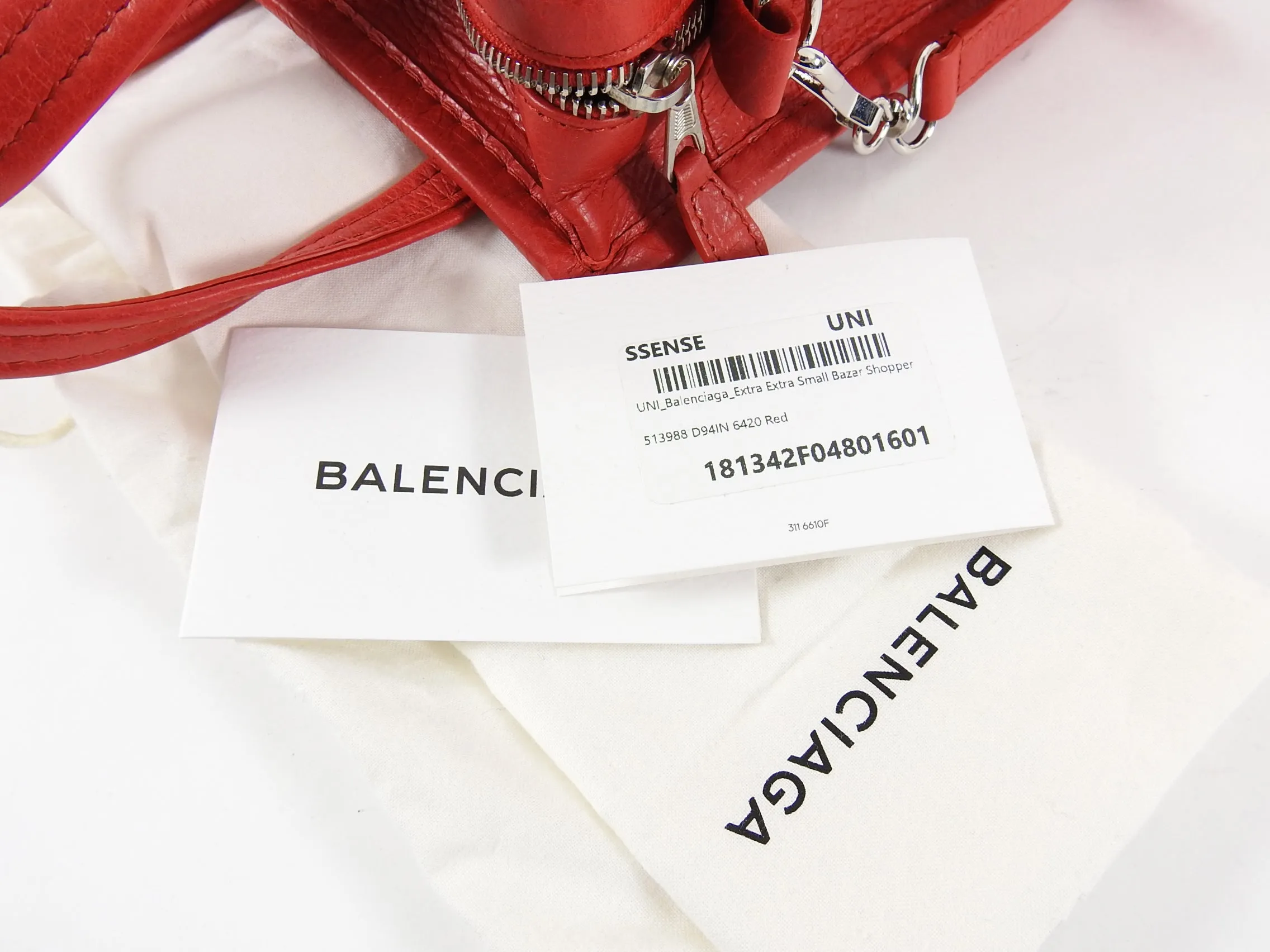 Balenciaga Red XXS Bazaar Crossbody Tote Bag