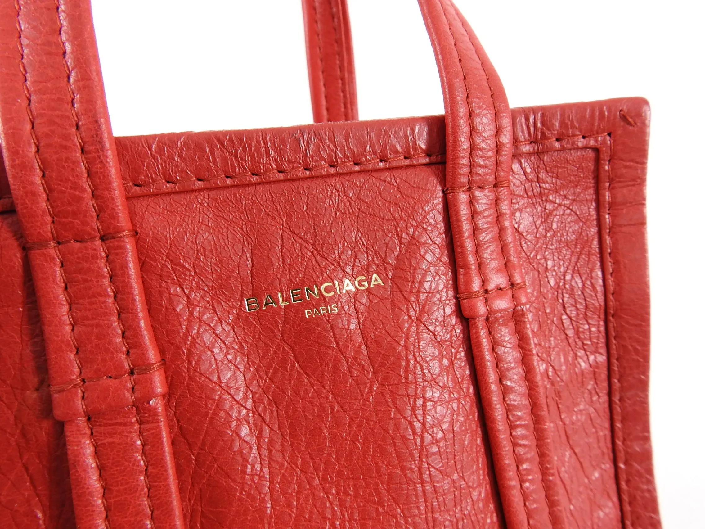 Balenciaga Red XXS Bazaar Crossbody Tote Bag