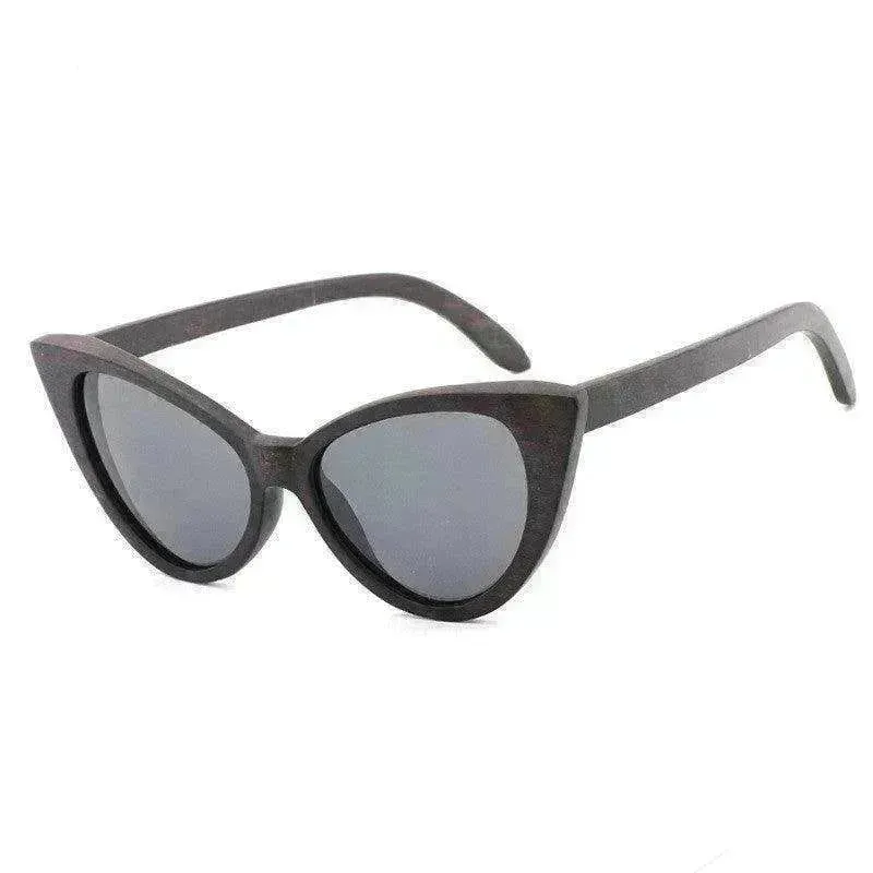 Bamboo Wood Glasses Fashion Ladies Cat Eye Polarized Sunglasses