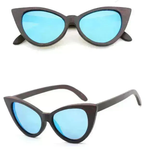 Bamboo Wood Glasses Fashion Ladies Cat Eye Polarized Sunglasses